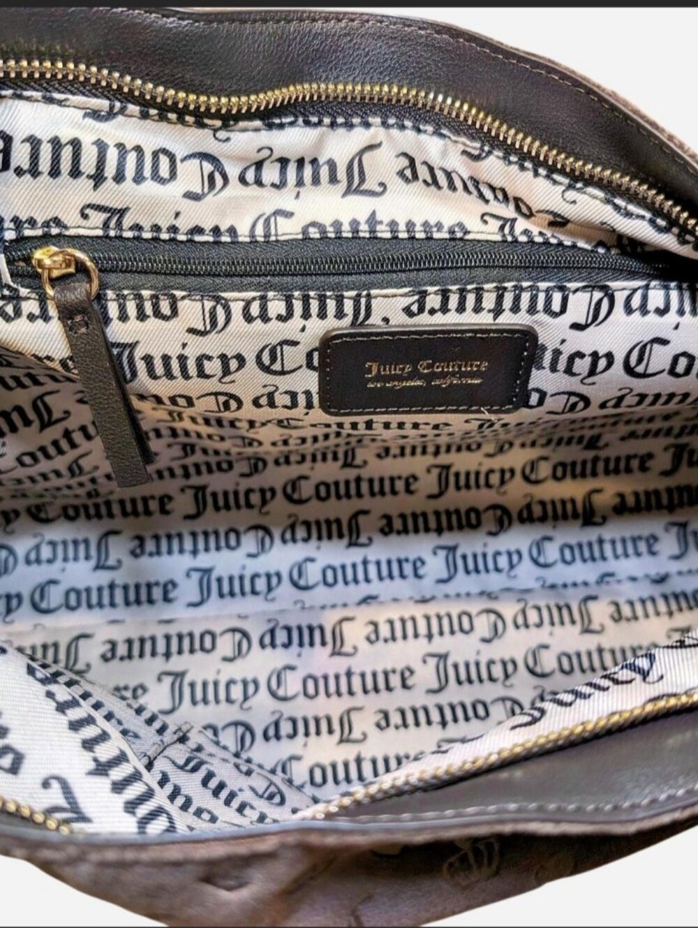 Juicy Couture Brown Monogram Velour Hobo Bag - Picture 8 of 8